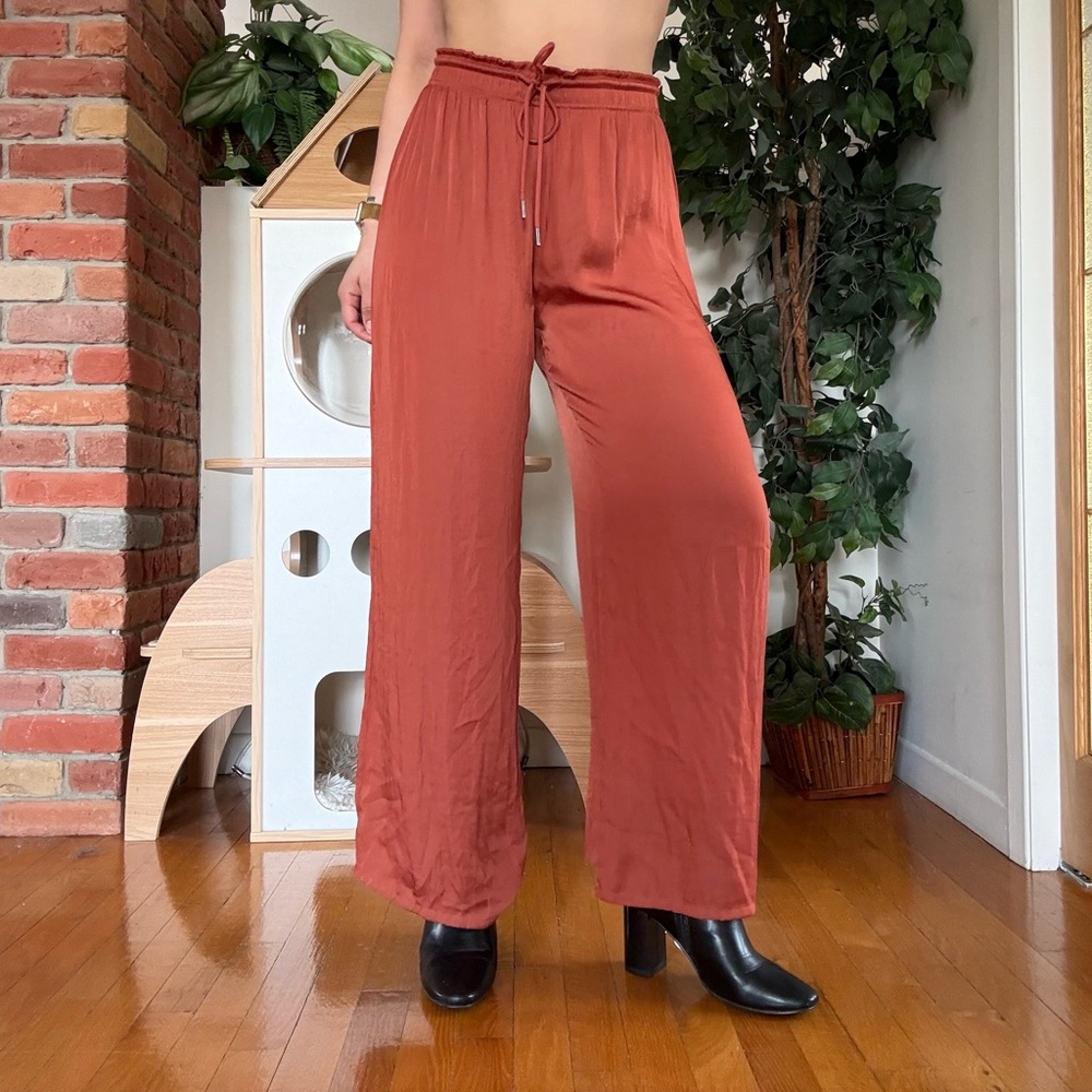 Silky High Waisted Flared Pants Minimalist Chic preppy